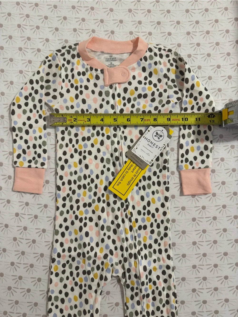 NWT 2 Piece set Honest Co. Baby Footed Sleepers - Pink & Multi Dot
